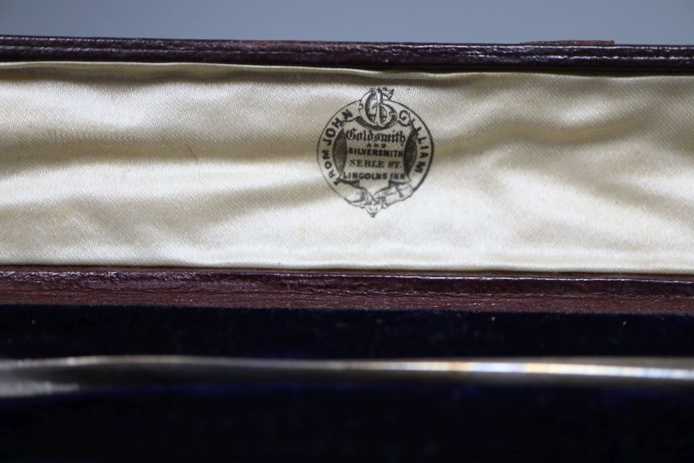A cased Victorian silver miniature presentation oar and similar rudder, by John Gilliam, London, 1853 & 1856